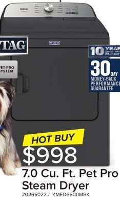 Leon's Maytag volcano black electric dryer with pet pro (7.0 cu. ft.) - ymed6500mbk offer