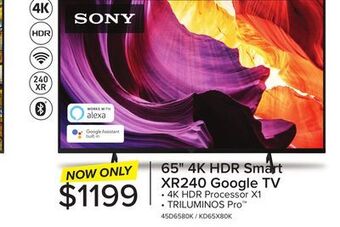Leon's Sony 65" 4k hdr led google tv - kd65x80k offer