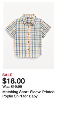 Old Navy Matching short-sleeve printed poplin shirt for baby offer
