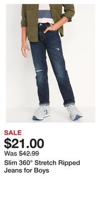 Old Navy Slim 360° stretch ripped jeans for boys offer