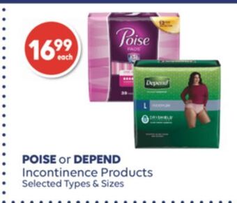 Wellwise by Shoppers Poise or depend incontinence products offer