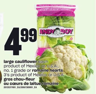 Independent City Market Gros chou-fleur ou cœurs de laitue romaine, 3's offer