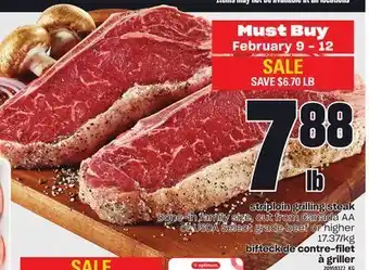 Independent City Market Striploin grilling steak bifteck de contre-filet à griller offer