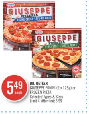Shoppers Drug Mart Dr. oetker giuseppe panini (2 x 125g) or frozen pizza offer