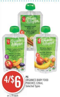 Shoppers Drug Mart Pc organics baby food pouches offer