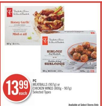Shoppers Drug Mart Pc meatballs (907g) or chicken wings (800g - 907g) offer