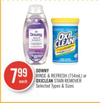 Shoppers Drug Mart Downy rinse & refresh (754ml) or oxiclean stain remover offer