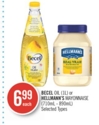 Shoppers Drug Mart Becel oil (1l) or hellmann's mayonnaise (710ml - 890ml) offer