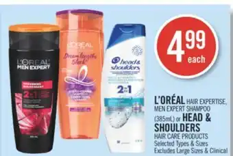 Shoppers Drug Mart L'oréal hair expertise, men expert shampoo (385ml) or head & shoulders hair care products offer
