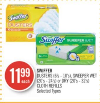 Shoppers Drug Mart Swiffer dusters (6's - 10's), sweeper wet (20's - 24's) or dry (20's - 32's) cloth refills offer
