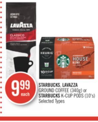 Shoppers Drug Mart Starbucks, lavazza ground coffee (340g) or starbucks k-cup pods (10's) offer