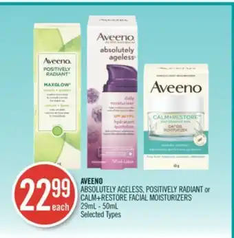 Shoppers Drug Mart Aveeno absolutely ageless, positively radiant or calm+restore facial moisturizers 29ml - 50ml offer