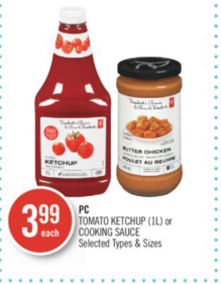 Shoppers Drug Mart Pc tomato ketchup (1l) or cooking sauce offer