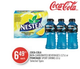 Shoppers Drug Mart Coca-cola non-carbonated beverages (12's) or powerade sport drinks (6's) offer