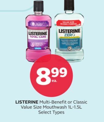 Rexall Listerine multi-benefit or classic value size mouthwash offer