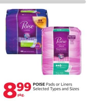 Rexall Poise pads or liners offer