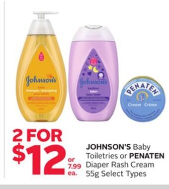 Rexall Johnson's baby toiletries or penaten diaper rash cream offer
