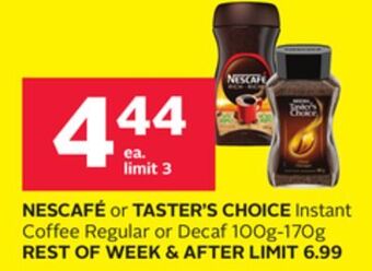 Rexall Nescafé or taster's choice instant coffee regular or decaf offer