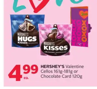 Rexall Hershey's valentine cellos 161g-181g or chocolate card 120g offer