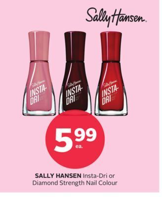 Rexall Sally hansen insta-dri or diamond strength nail colour offer