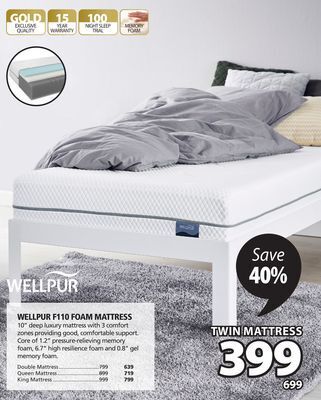 JYSK Wellpur f110 foam mattress offer