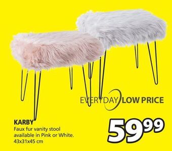 JYSK Karby faux fur vanity stool offer