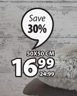 JYSK Lotus faux fur throw collection floor cushion offer