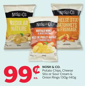 Rexall Nosh & co. potato chips, cheese stix or sour cream & onion rings offer