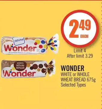 Shoppers Drug Mart Wonder white or whole wheat bread offer