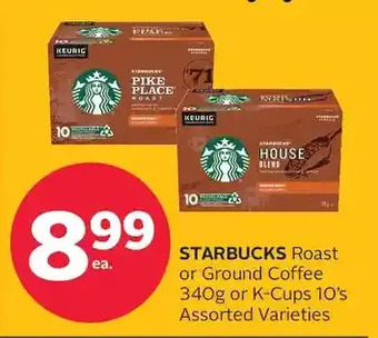 Rexall Starbucks roast or ground coffee or k-cups offer