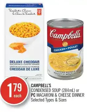 Shoppers Drug Mart Campbell's condensed soup or pc macaroni & cheese dinner offer