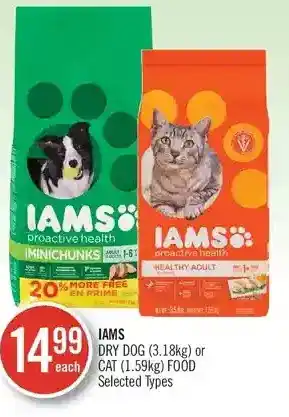 Shoppers Drug Mart Iams dry dog or cat food offer