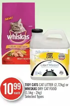 Shoppers Drug Mart Tidy cats cat litter or whiskas dry cat food offer