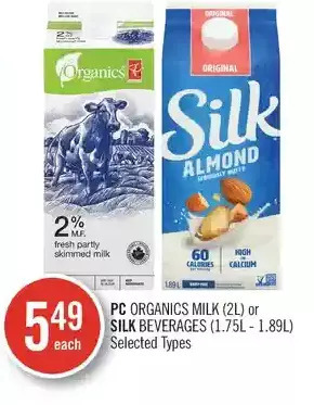 Shoppers Drug Mart Pc organics milk or silk beverages offer