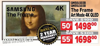 2001 Audio Video Samsung the frame art mode 4k qled offer