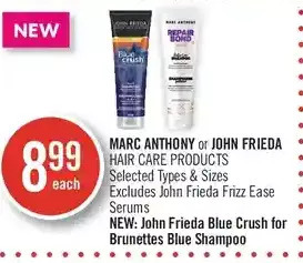 Marc anthony or john frieda hair care products | john frieda blue crush for brunettes blue shampoo offer at Shoppers Drug Mart Marc anthony or john frieda hair care products | john frieda blue crush for brunettes blue shampoo offer at Shoppers Drug Mart