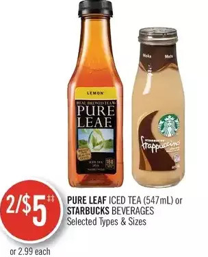 Shoppers Drug Mart Pure leaf iced tea or starbucks beverages offer