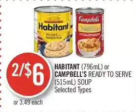 Shoppers Drug Mart Habitant or campbell's ready to serve soup offer
