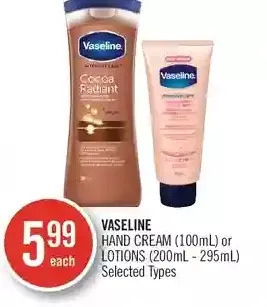 Shoppers Drug Mart Vaseline hand cream or lotions offer