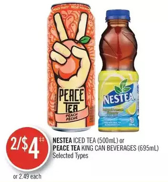 Shoppers Drug Mart Nestea iced tea or peace tea king can beverages offer