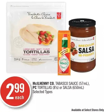 Shoppers Drug Mart Mcilhenny co. tabasco sauce, pc tortillas or salsa offer