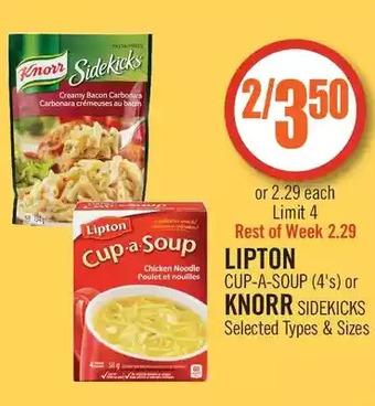 Shoppers Drug Mart Lipton cup-a-soup or knorr sidekicks offer