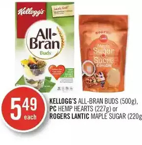 Shoppers Drug Mart Kellogg's all-bran buds, pc hemp hearts or rogers lantic maple sugar offer