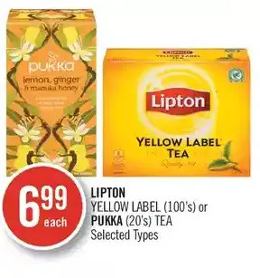 Shoppers Drug Mart Lipton yellow label or pukka tea offer