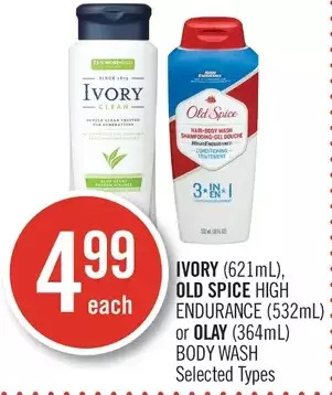 Shoppers Drug Mart Ivory, old spice high endurance or olay body wash offer