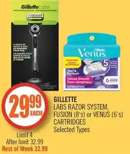 Shoppers Drug Mart Gillette labs razor system, fusion or venus cartridges offer