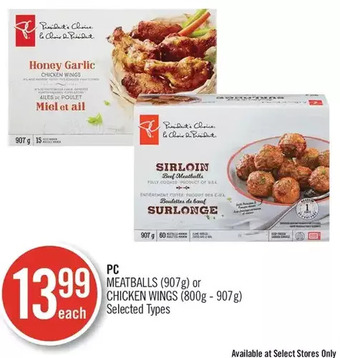 Shoppers Drug Mart Pc meatballs or chicken wings offer