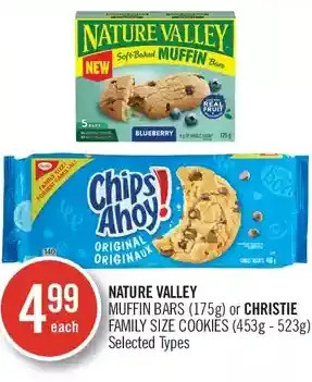 Shoppers Drug Mart Nature valley muffin bars or christie family size cookies offer