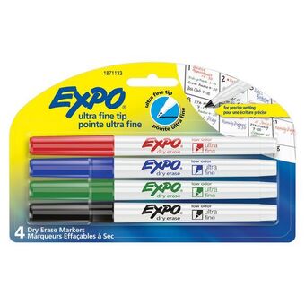Staples Expo low odour dry-erase markers, ultra fine, assorted, 4 pack (1904495) offer