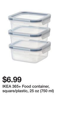IKEA Ikea 365+ food container, square/plastic, 25 oz (750 ml) offer